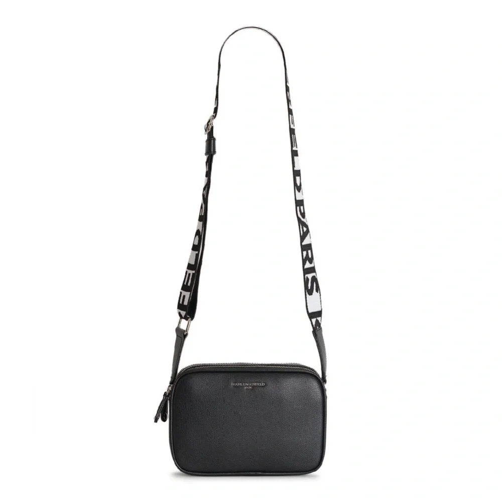 NEW! KARL LAGERFELD PARIS Maybelle Crossbody Logo Camera Bag | BLACK